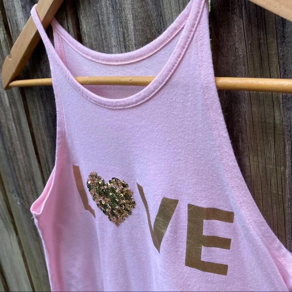 Girl’s Pink LOVE Sequin Sleeveless Top Sz  L 10/12